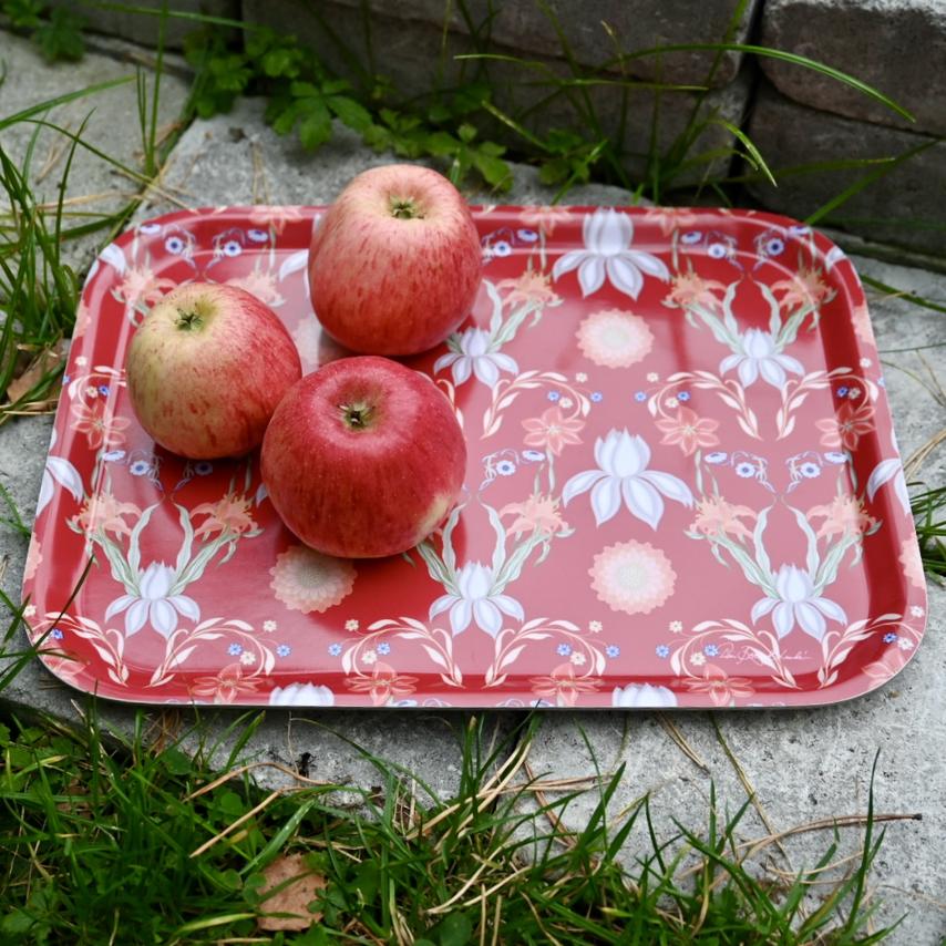 Serving tray with botanical pattern